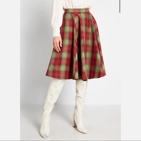Plaid Midi Swing Skirt - Picture 3 of 4